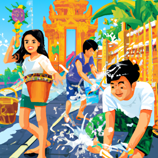 המקומיים חוגגים את סונגקראן, ראש השנה התאילנדית, בקרב מים